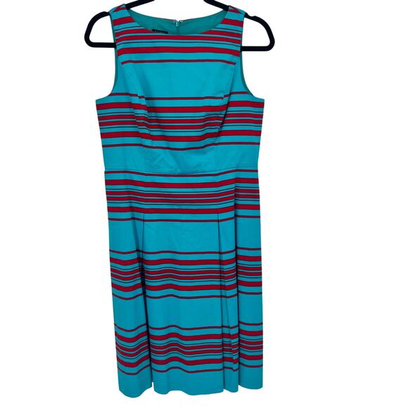 Talbots Aqua Blue & Red Sleeveless Dress 10P - Picture 7 of 7
